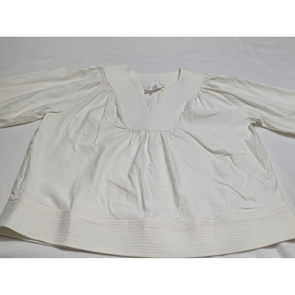 Tuckernuck Top Pomander Place XS White Koa Blouse Relaxed Tunic 3/4 Sleeves - Picture 2 of 12